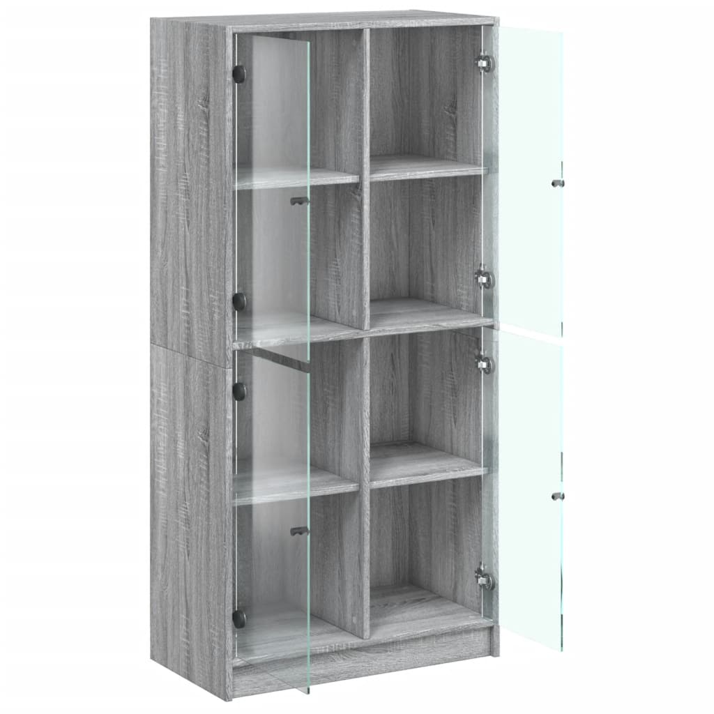 Buffet haut avec portes gris sonoma 68x37x142cm bois ingénierie - XIOS