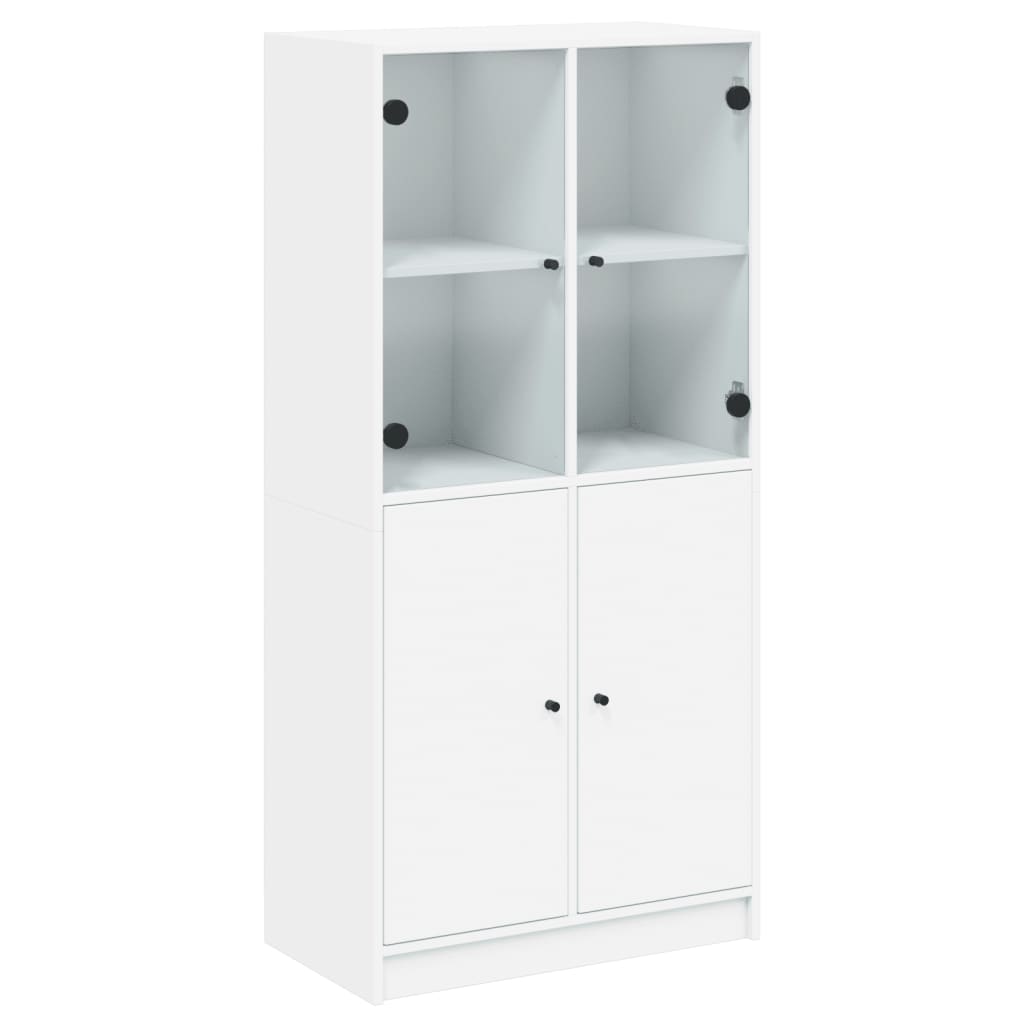 Buffet haut avec portes blanc 68x37x142 cm bois d'ingénierie - XIOS
