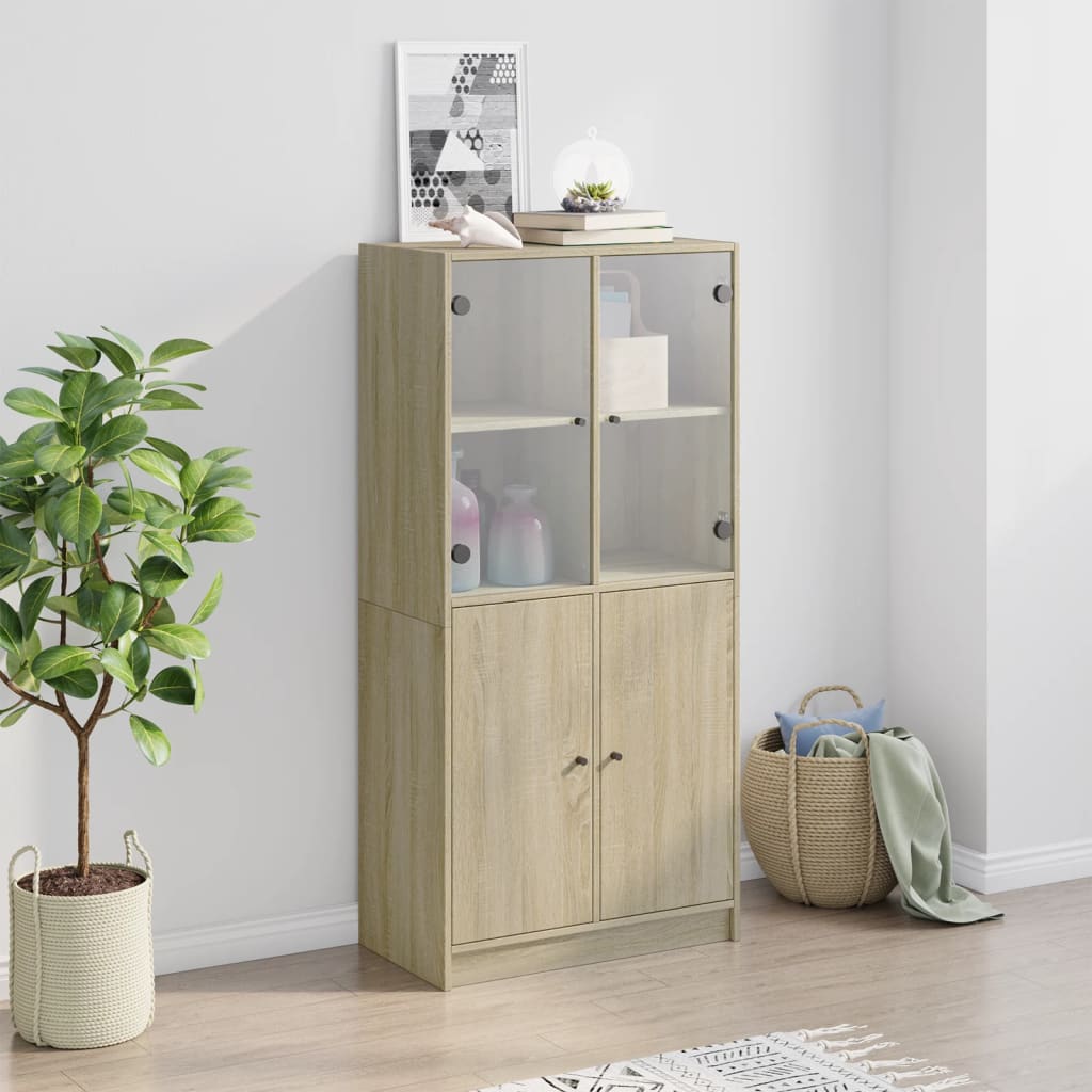 Buffet haut avec portes chêne sonoma bois d'ingénierie - XIOS