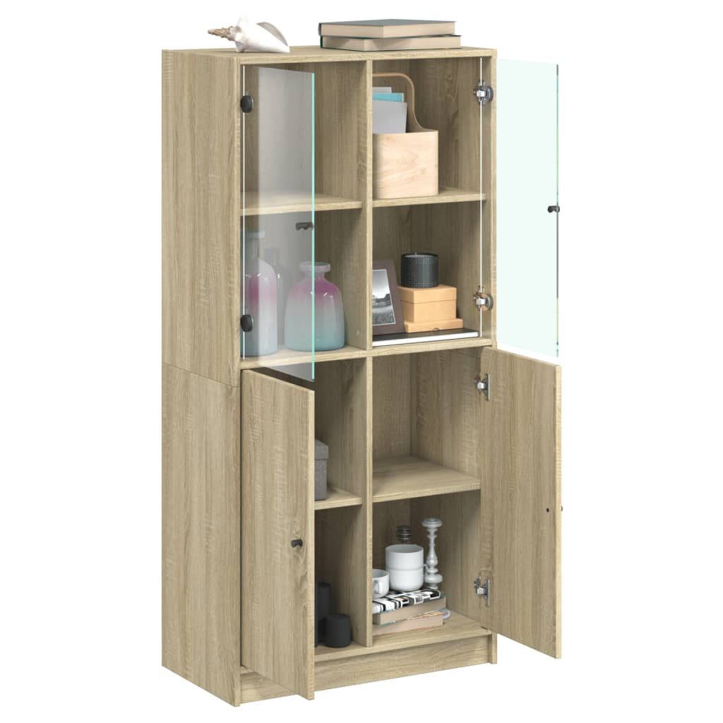 Buffet haut avec portes chêne sonoma bois d'ingénierie - XIOS