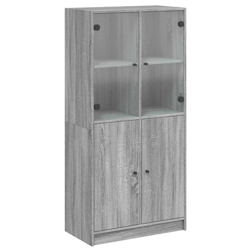 Buffet haut avec portes gris sonoma 68x37x142cm bois ingénierie - XIOS