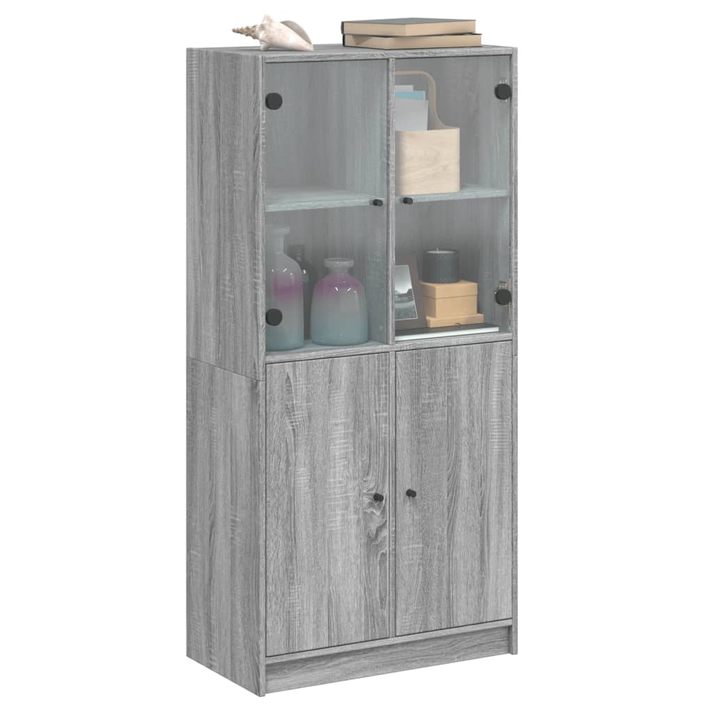 Buffet haut avec portes gris sonoma 68x37x142cm bois ingénierie - XIOS