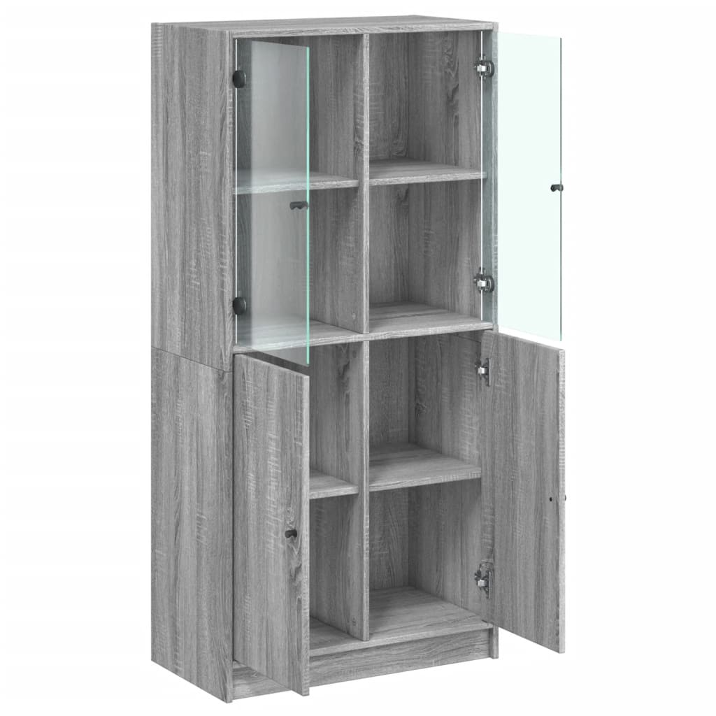 Buffet haut avec portes gris sonoma 68x37x142cm bois ingénierie - XIOS