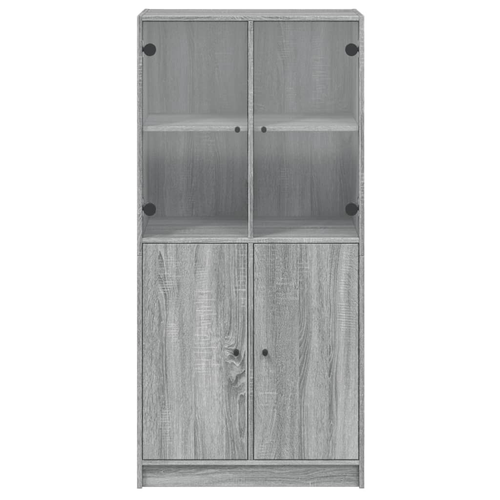 Buffet haut avec portes gris sonoma 68x37x142cm bois ingénierie - XIOS