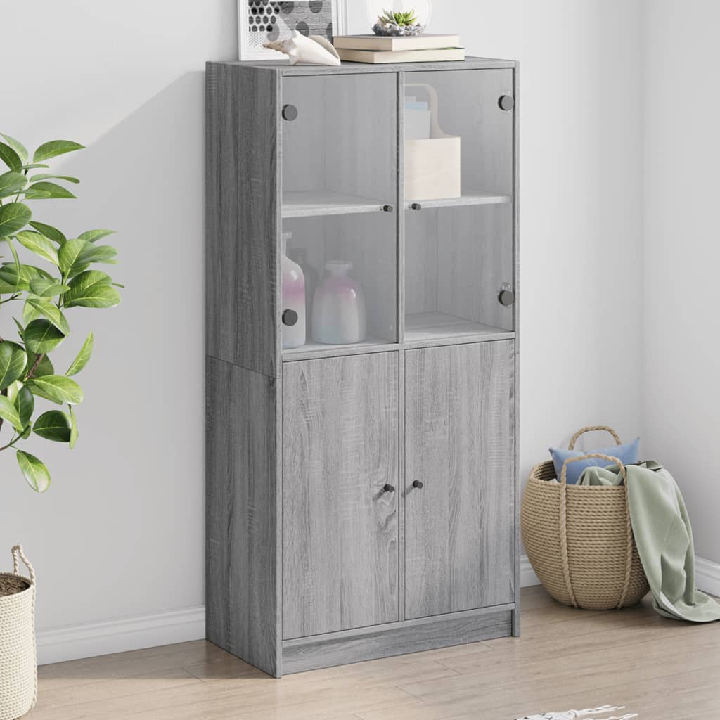 Buffet haut avec portes gris sonoma 68x37x142cm bois ingénierie - XIOS