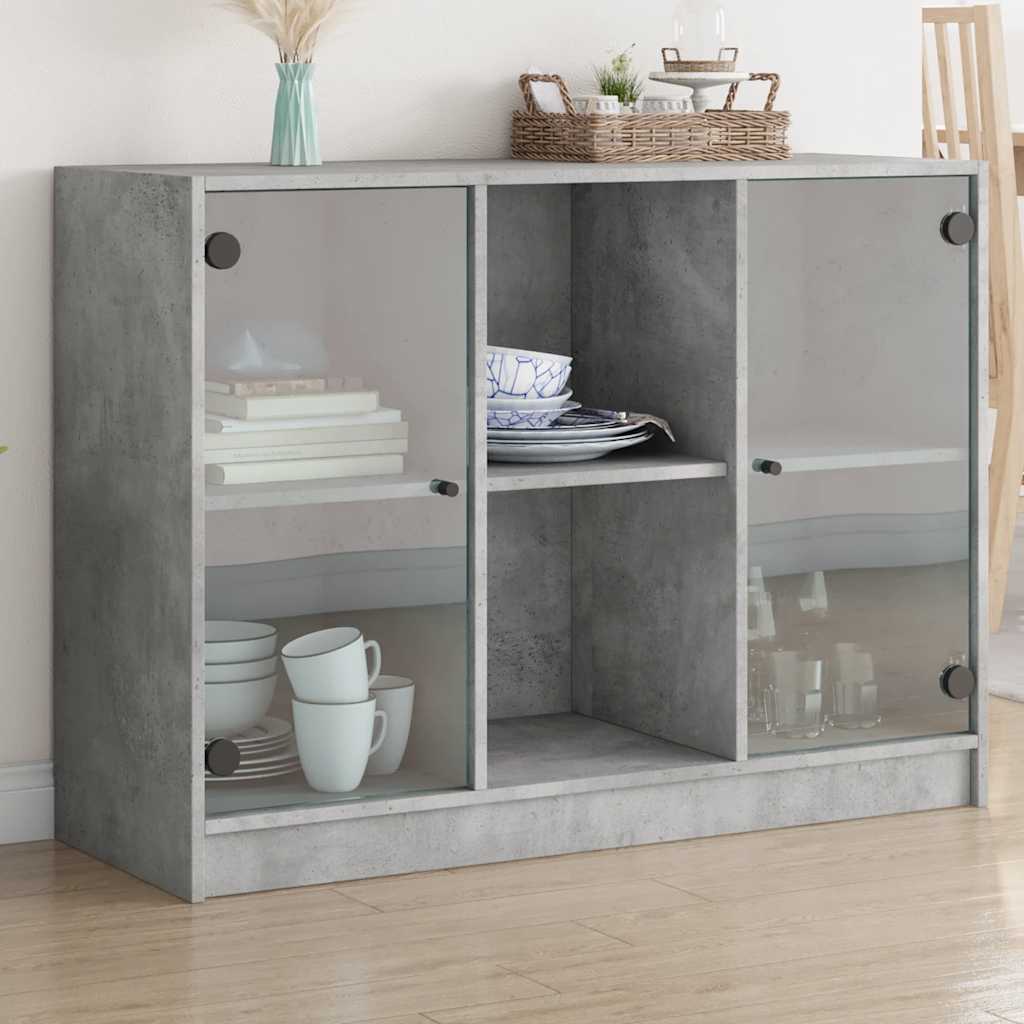 Buffet gris béton 102x37x75,5 cm bois d'ingénierie - XIOS