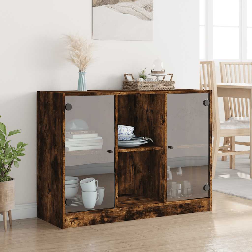Buffet chêne fumé 102x37x75,5 cm bois d'ingénierie - XIOS