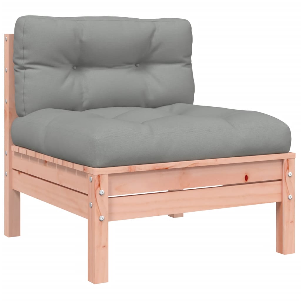 Salon de jardin 3 pcs et coussins bois massif sapin de douglas