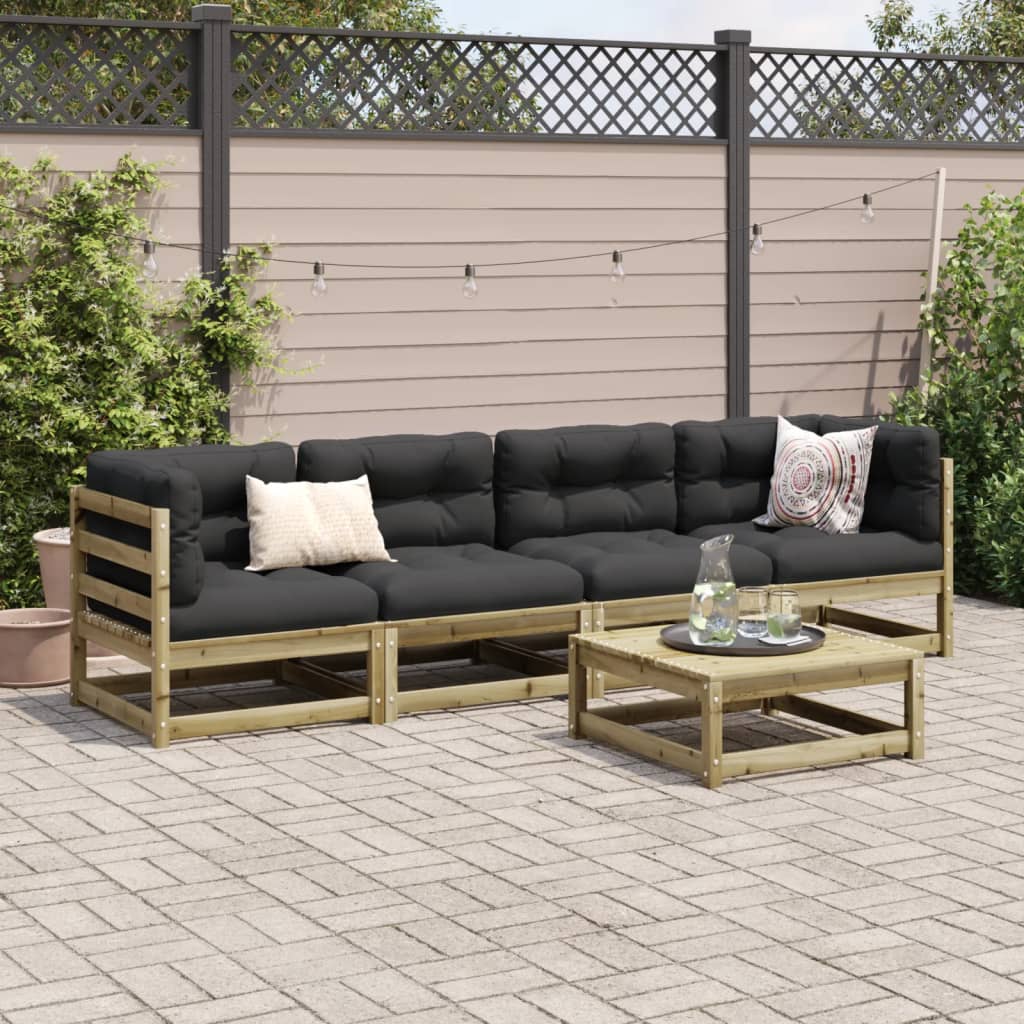 Salon de jardin 5 pcs bois de pin imprégné - XIOS
