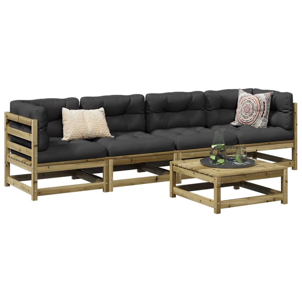 Salon de jardin 5 pcs bois de pin imprégné - XIOS