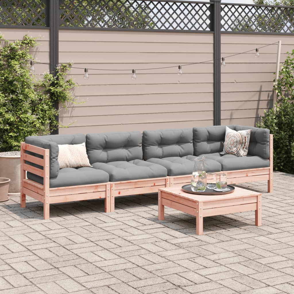 Salon de jardin 5 pcs et coussins bois massif sapin de douglas - XIOS