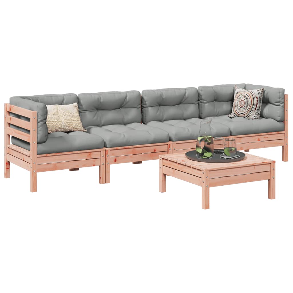 Salon de jardin 5 pcs et coussins bois massif sapin de douglas - XIOS