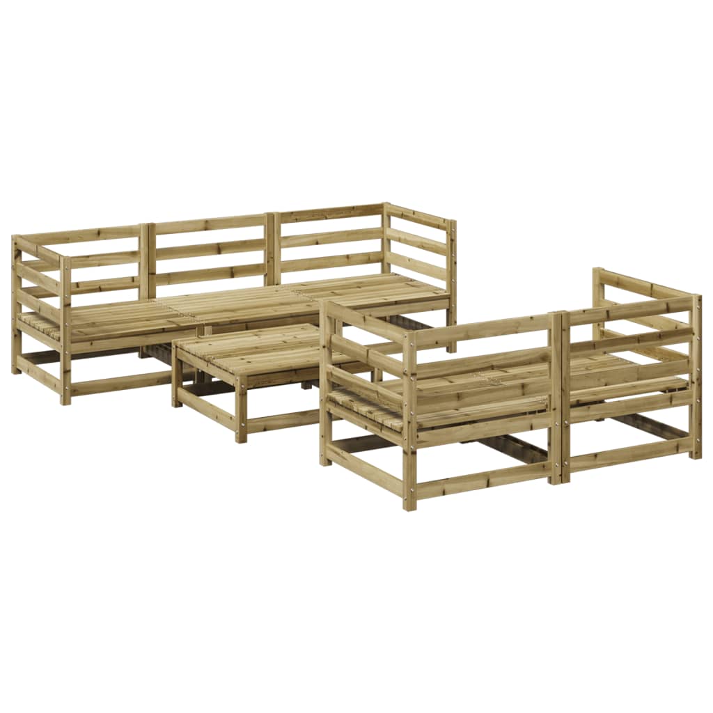 Salon de jardin 6 pcs bois de pin imprégné - XIOS