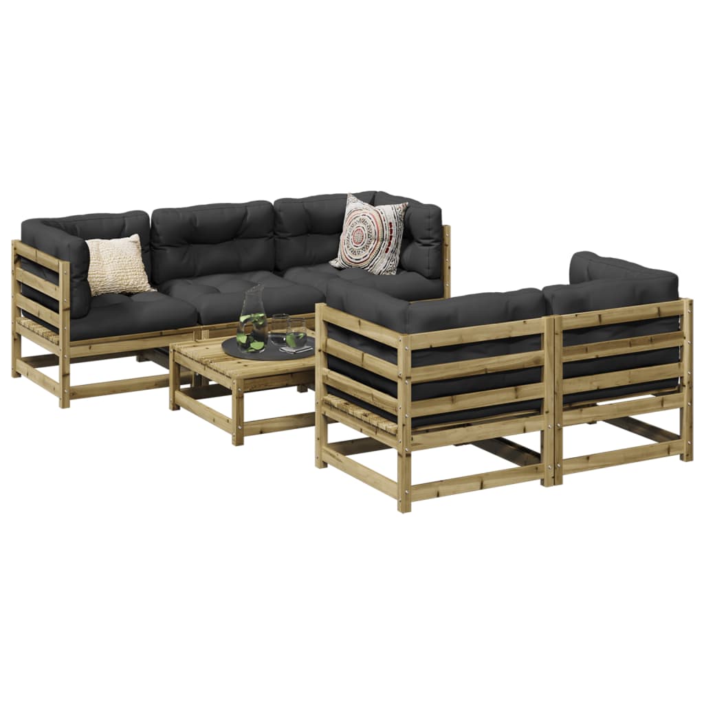 Salon de jardin 6 pcs bois de pin imprégné - XIOS