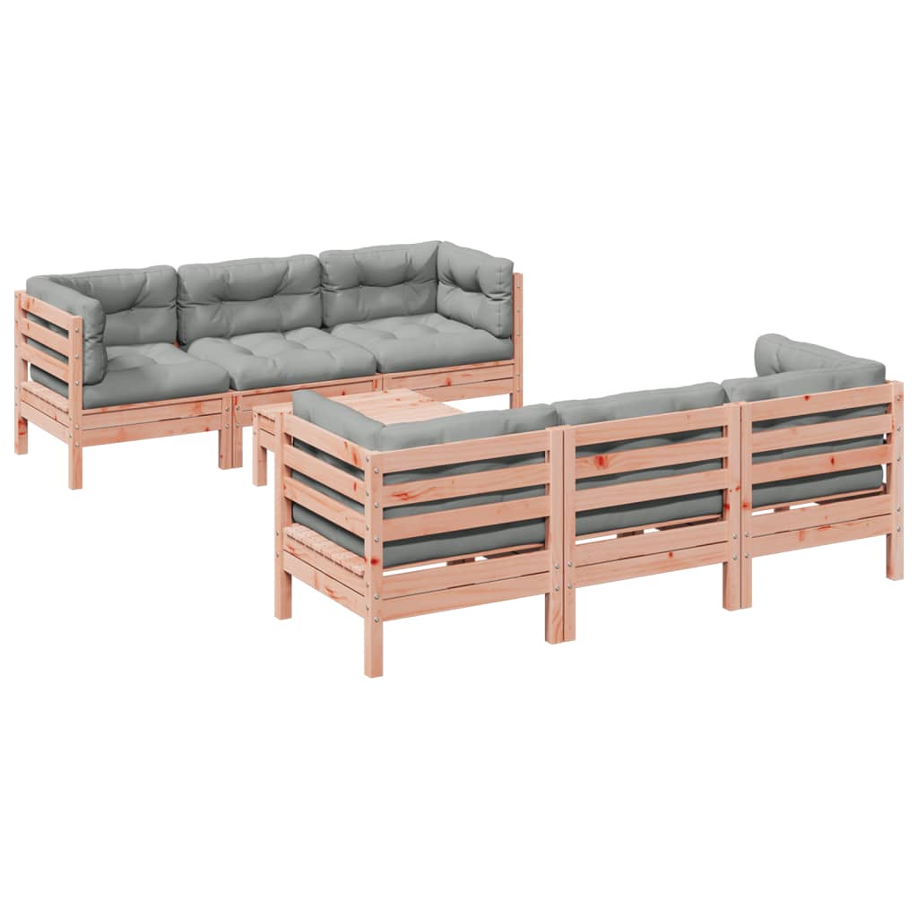 Salon de jardin 7 pcs et coussins bois massif sapin de douglas - XIOS