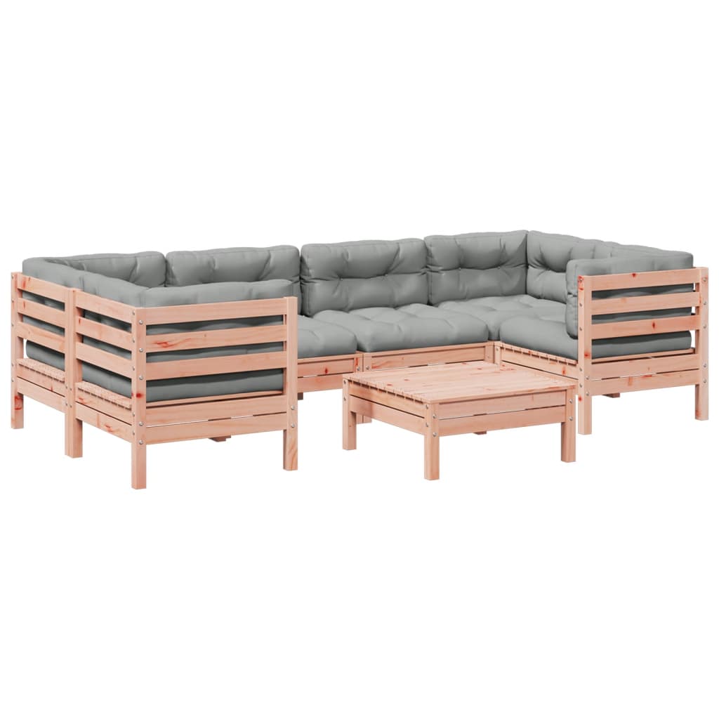Salon de jardin 7 pcs et coussins bois massif sapin de douglas - XIOS