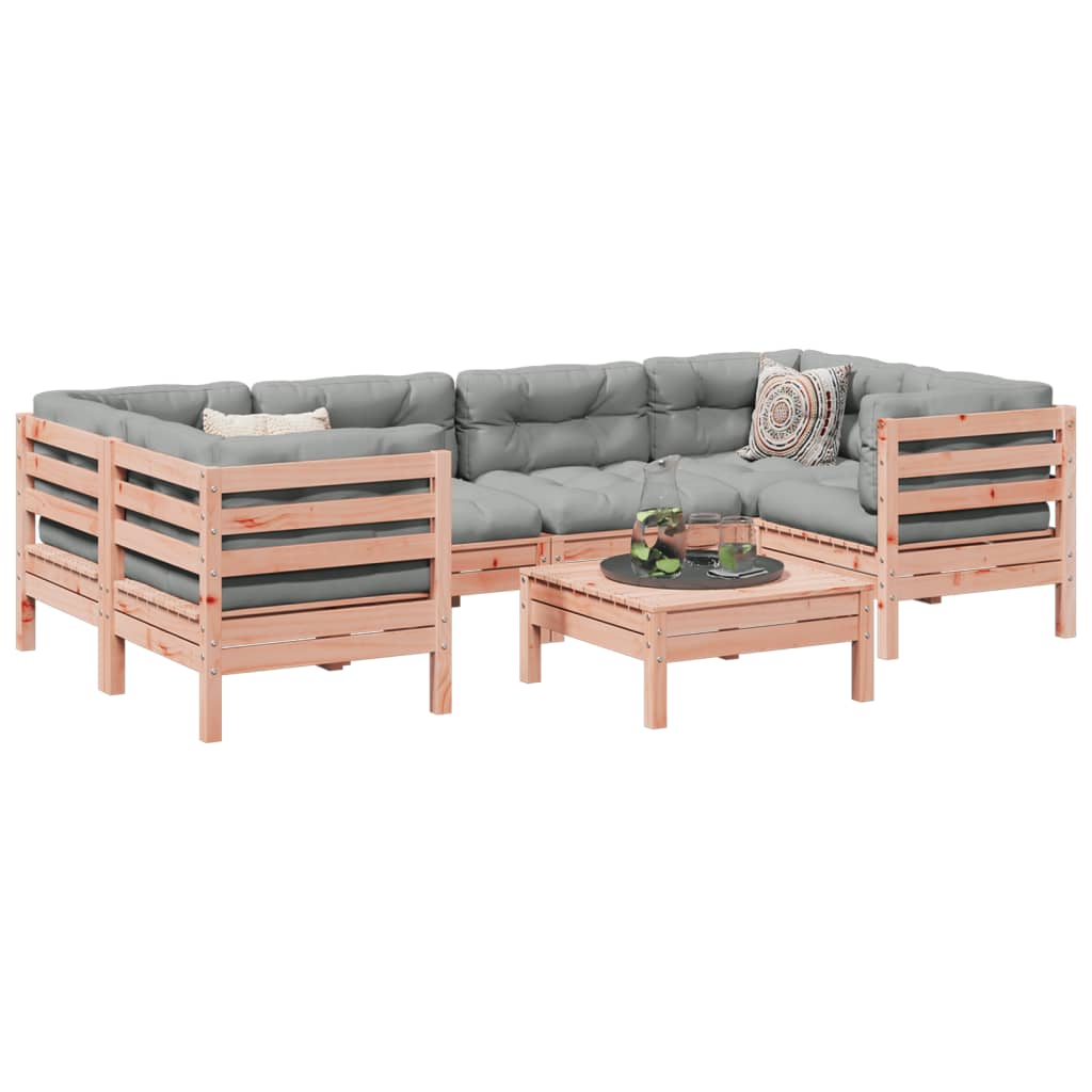 Salon de jardin 7 pcs et coussins bois massif sapin de douglas - XIOS