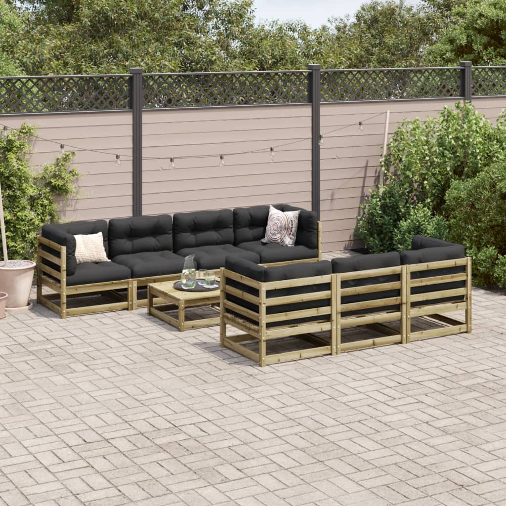 Salon de jardin 8 pcs bois de pin imprégné - XIOS