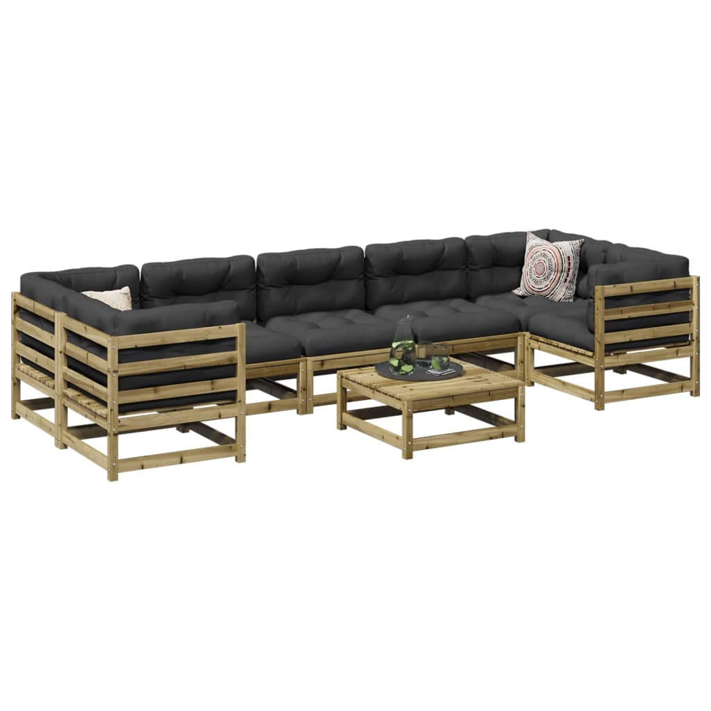 Salon de jardin 8 pcs bois de pin imprégné - XIOS