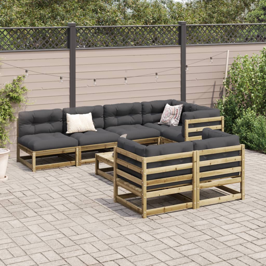 Salon de jardin 8 pcs bois de pin imprégné - XIOS