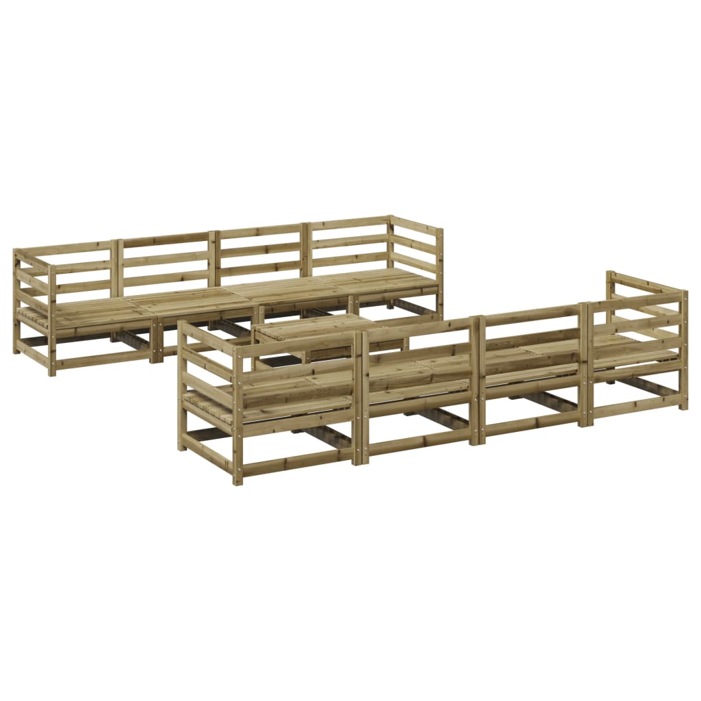 Salon de jardin 9 pcs bois de pin imprégné - XIOS