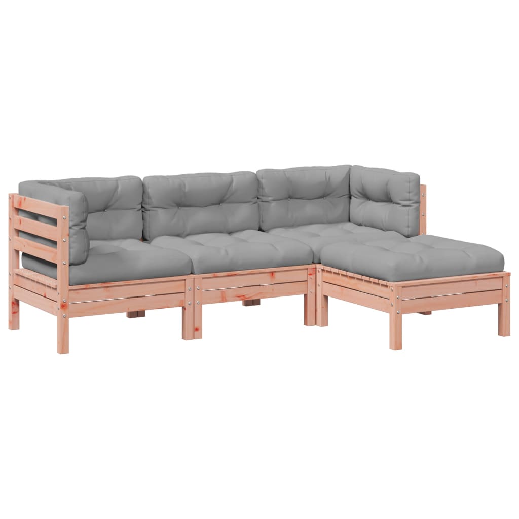 Salon de jardin 4 pcs et coussins bois massif sapin de douglas - XIOS
