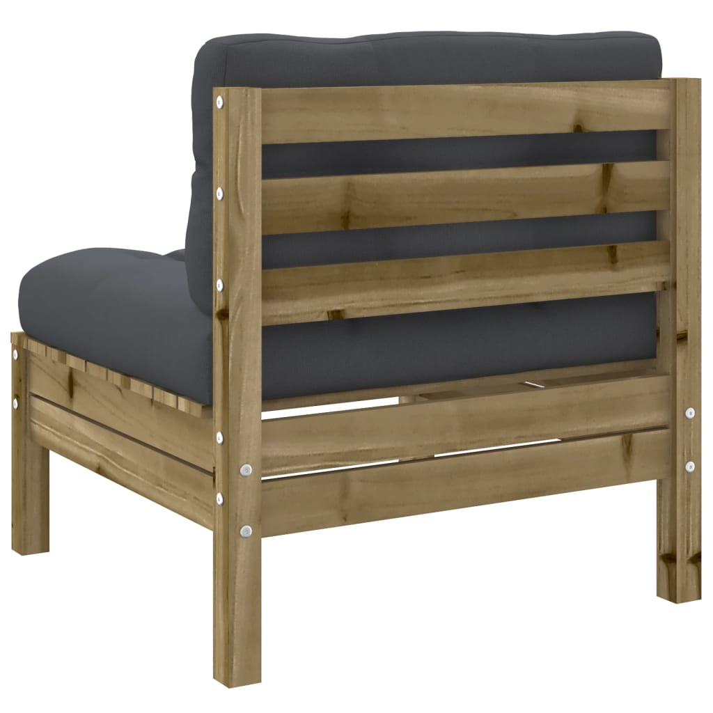 Salon de jardin 4 pcs avec coussins bois de pin imprégné - XIOS