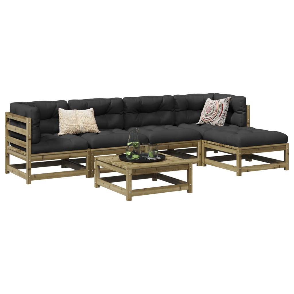 Salon de jardin 6 pcs bois de pin imprégné - XIOS