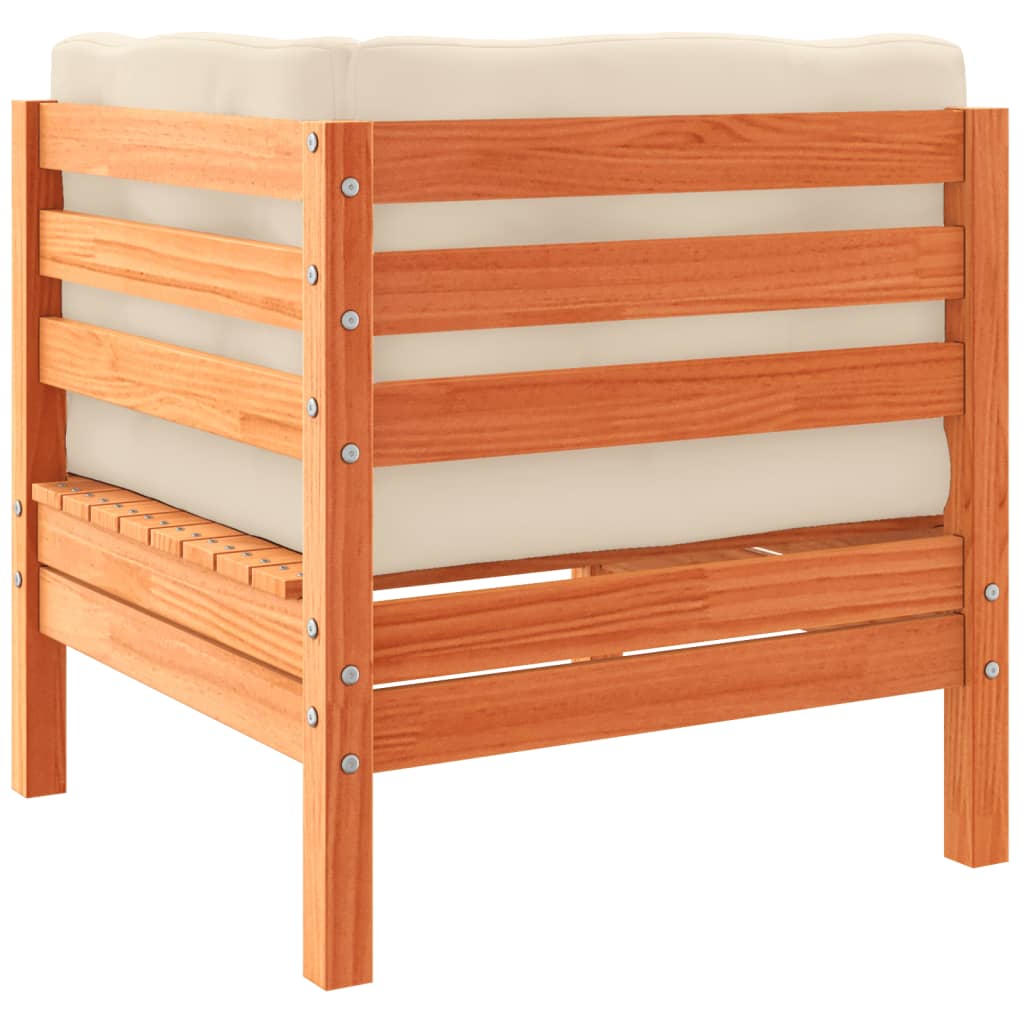 Salon de jardin 6 pcs avec coussins cire marron bois pin massif - XIOS