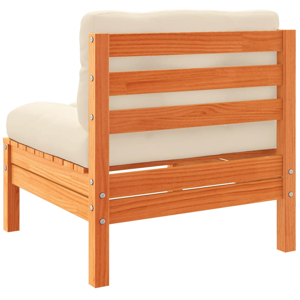 Salon de jardin 6 pcs avec coussins cire marron bois pin massif - XIOS