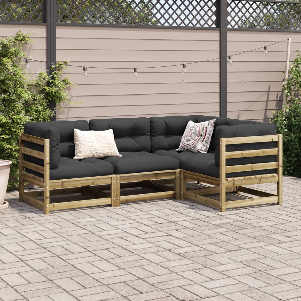 Salon de jardin 4 pcs bois de pin imprégné - XIOS