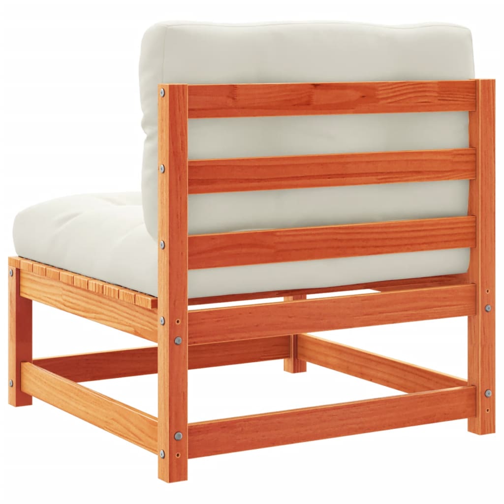 Salon de jardin 4 pcs avec coussins cire marron bois pin massif - XIOS