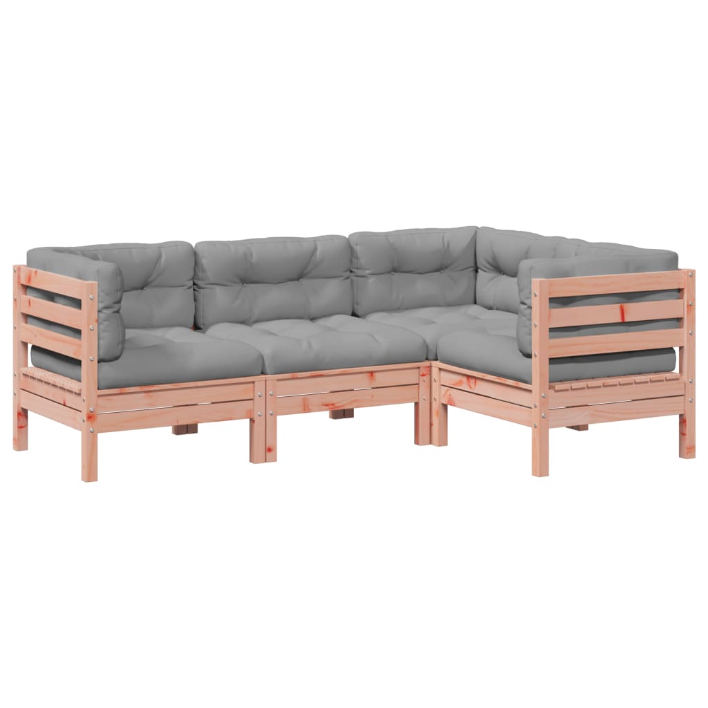 Salon de jardin 4 pcs et coussins bois massif sapin de douglas - XIOS
