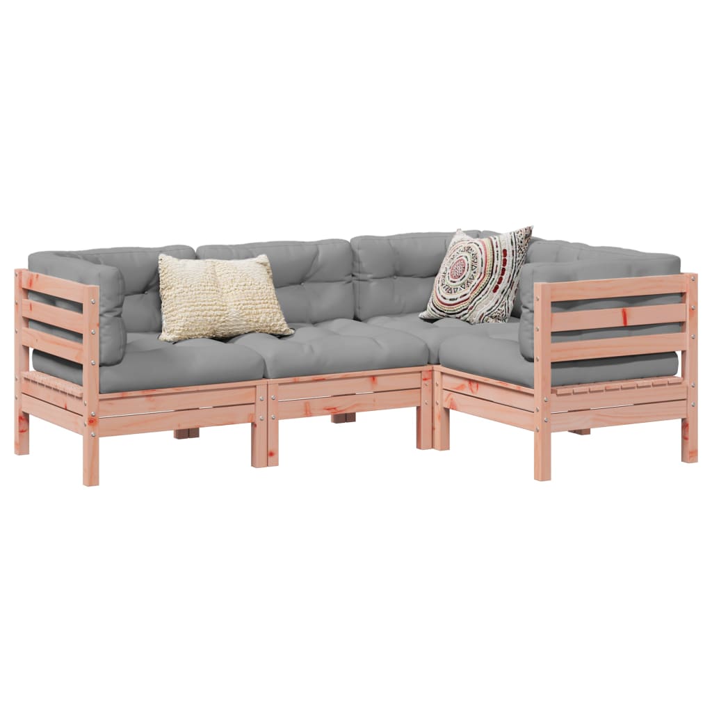 Salon de jardin 4 pcs et coussins bois massif sapin de douglas - XIOS