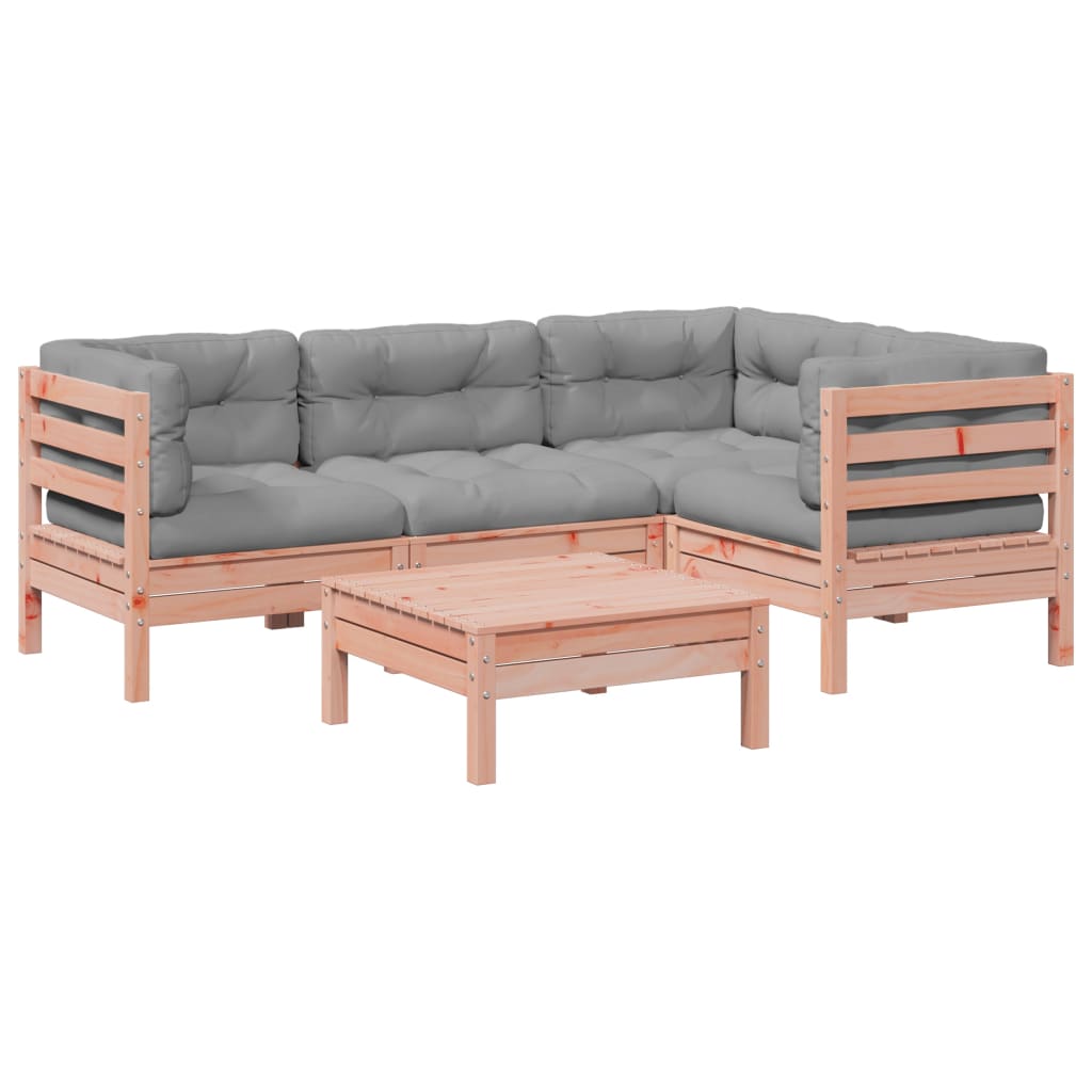 Salon de jardin 5 pcs et coussins bois massif sapin de douglas - XIOS