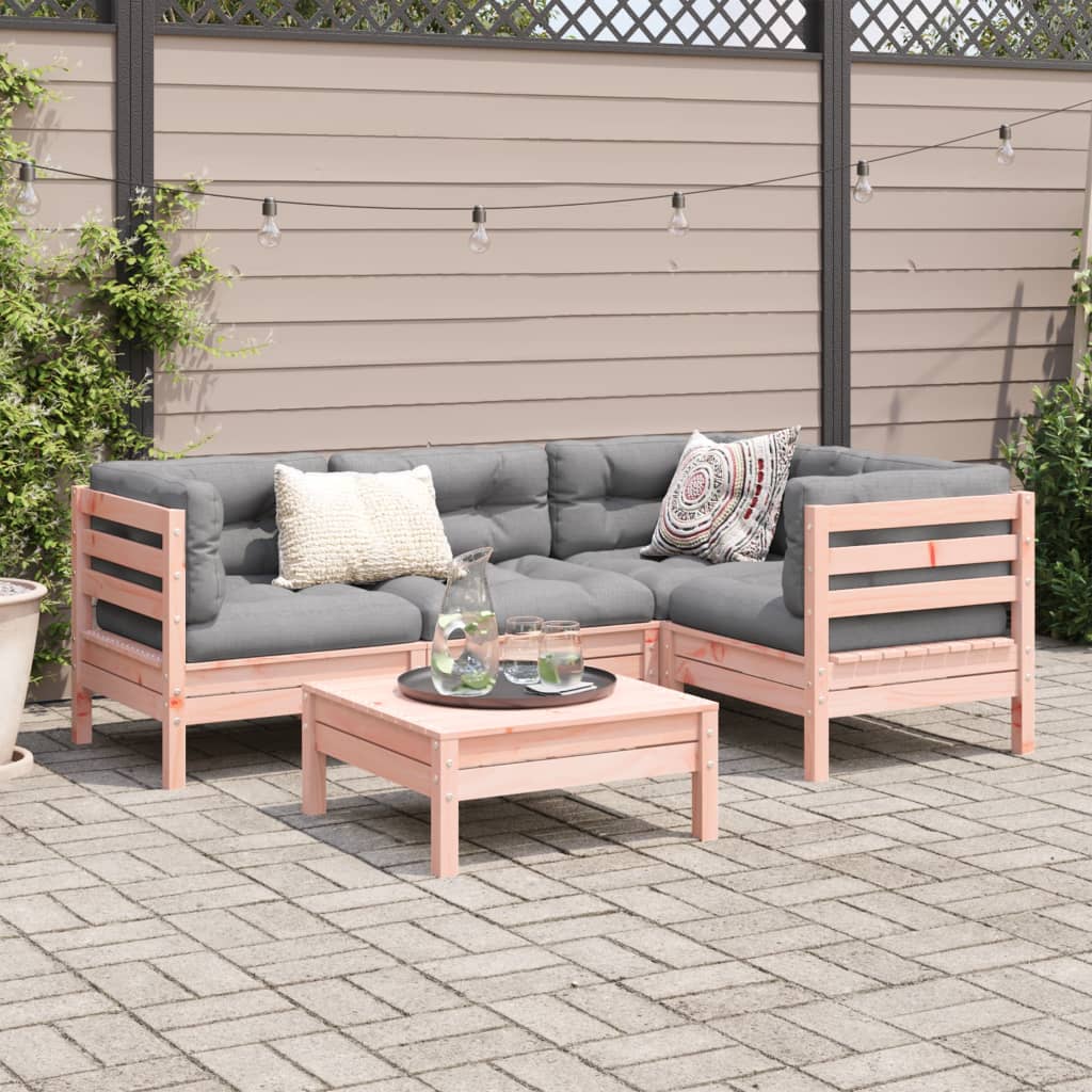 Salon de jardin 5 pcs et coussins bois massif sapin de douglas - XIOS