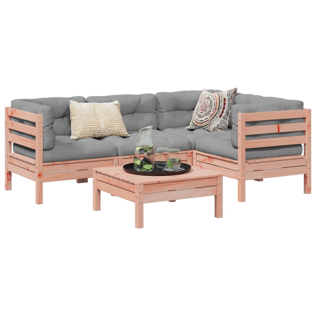 Salon de jardin 5 pcs et coussins bois massif sapin de douglas - XIOS