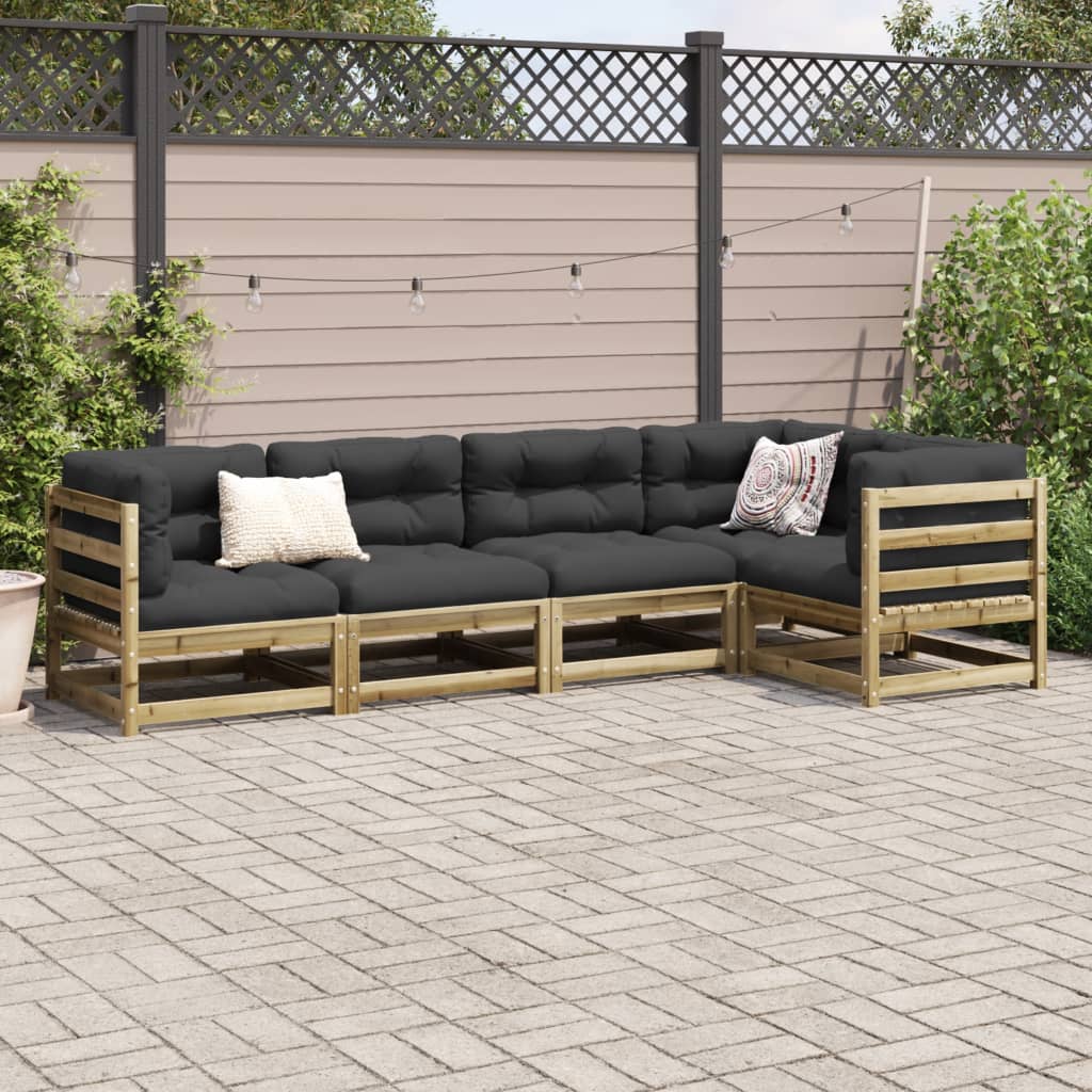 Salon de jardin 5 pcs bois de pin imprégné - XIOS