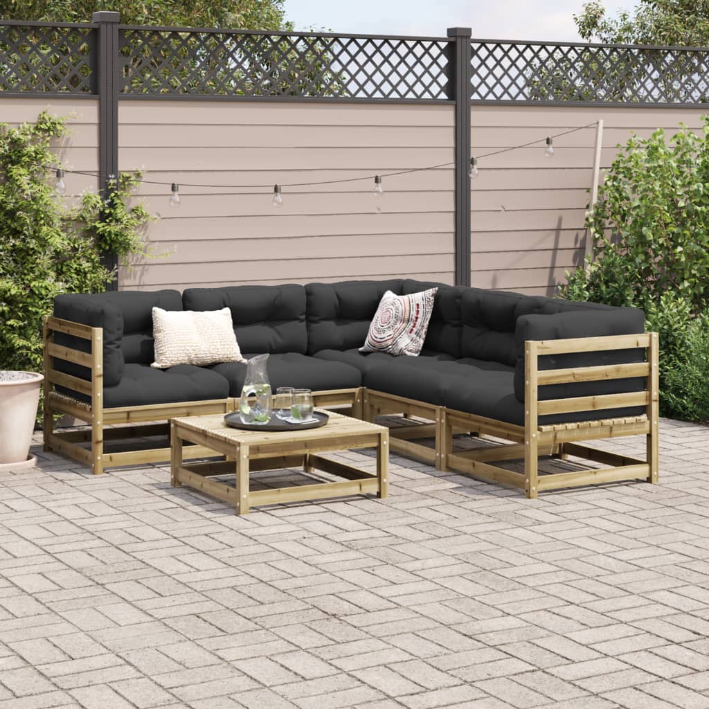 Salon de jardin 6 pcs bois de pin imprégné - XIOS