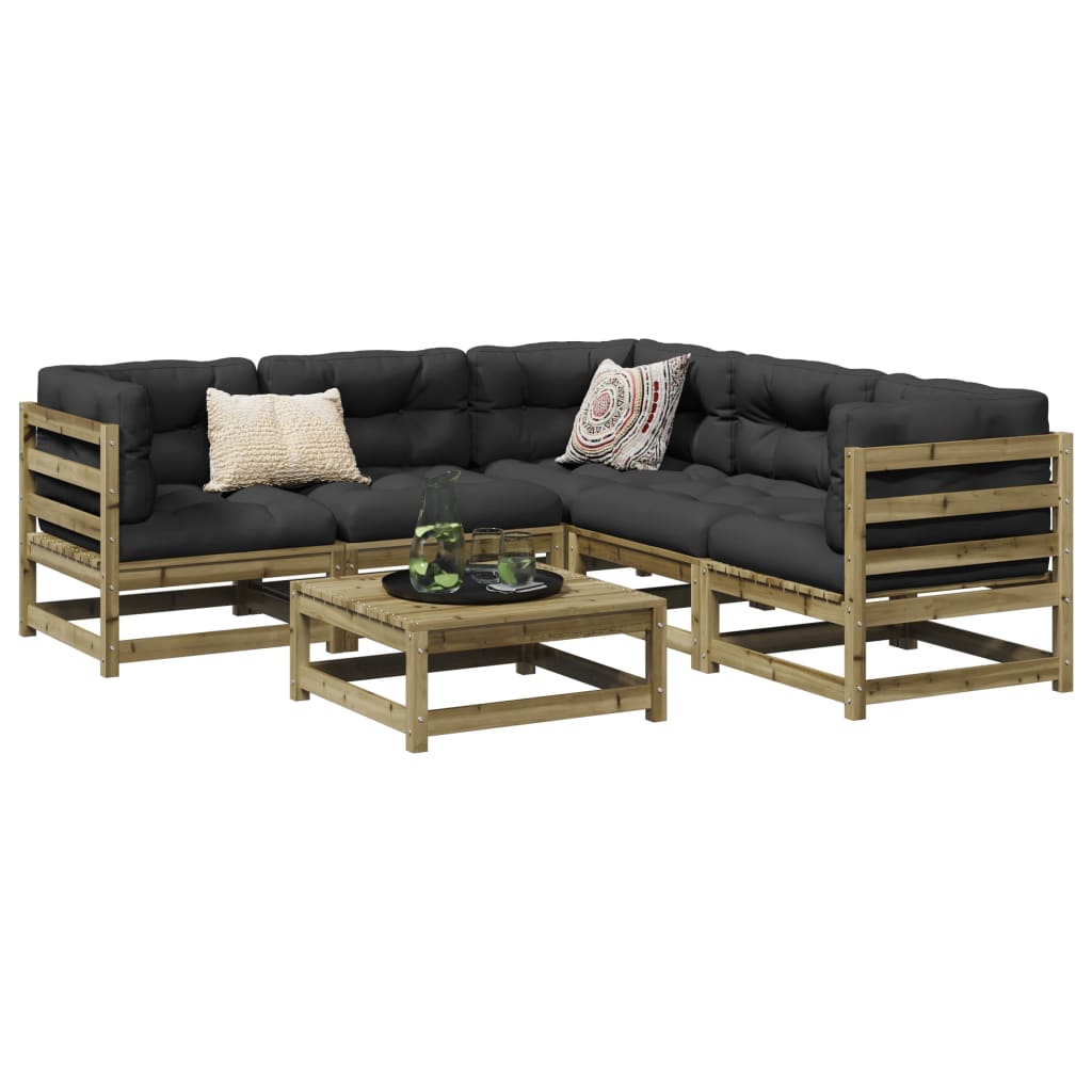 Salon de jardin 6 pcs bois de pin imprégné - XIOS