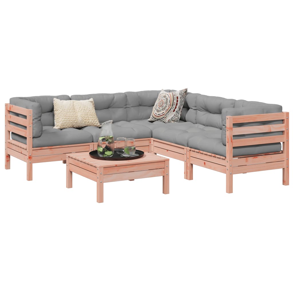 Salon de jardin 6 pcs et coussins bois massif sapin de douglas - XIOS