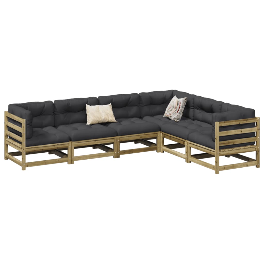 Salon de jardin 6 pcs bois de pin imprégné - XIOS
