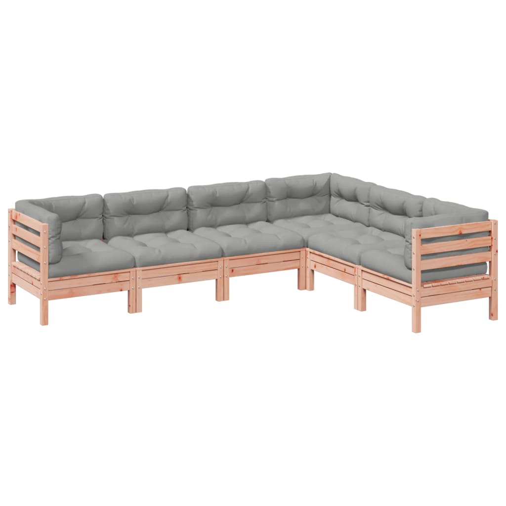 Salon de jardin 6 pcs et coussins bois massif sapin de douglas - XIOS