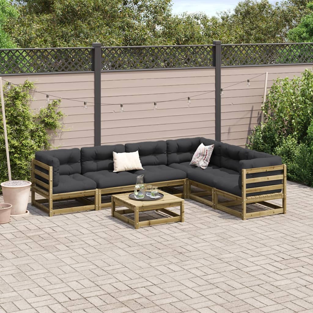 Salon de jardin 7 pcs bois de pin imprégné - XIOS