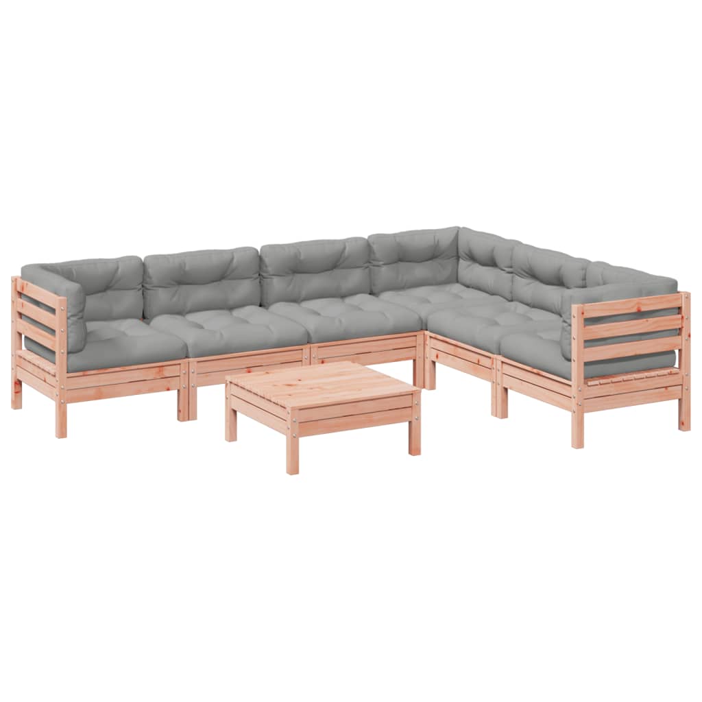 Salon de jardin 7 pcs et coussins bois massif sapin de douglas - XIOS
