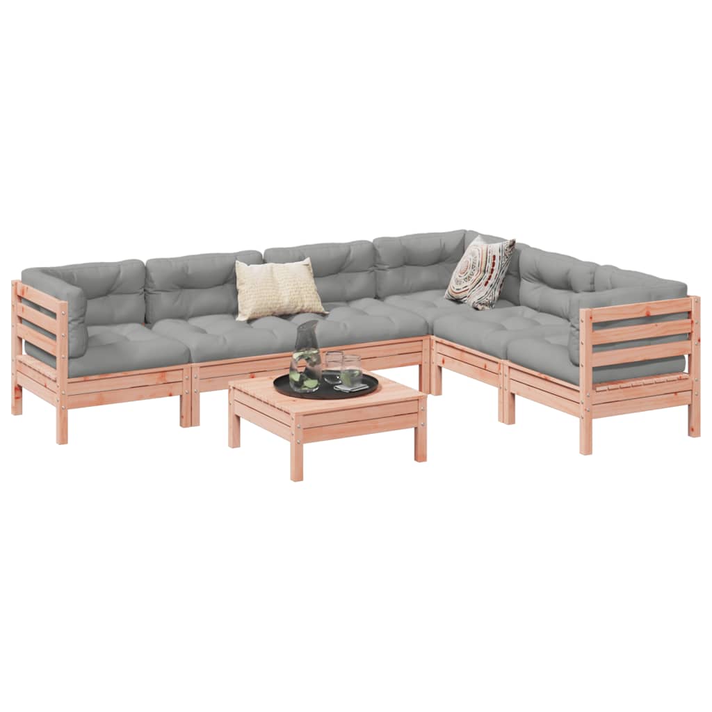 Salon de jardin 7 pcs et coussins bois massif sapin de douglas - XIOS