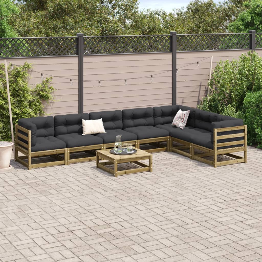 Salon de jardin 8 pcs bois de pin imprégné - XIOS
