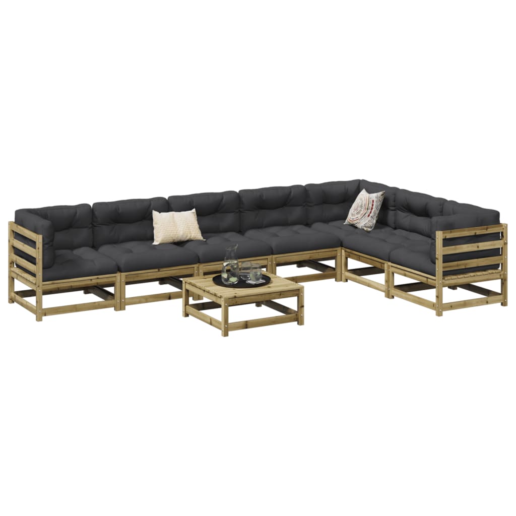 Salon de jardin 8 pcs bois de pin imprégné - XIOS