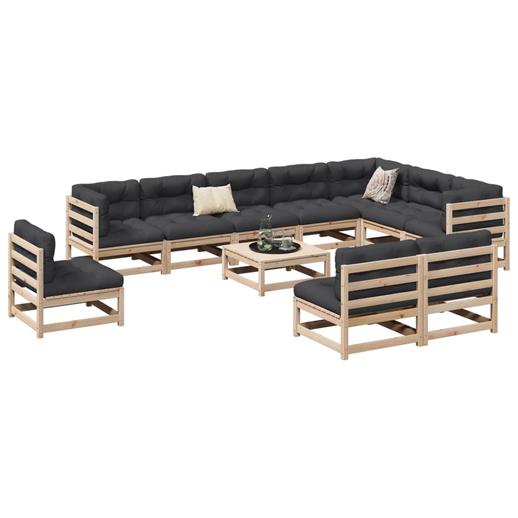 Salon de jardin 11 pcs bois de pin massif - XIOS