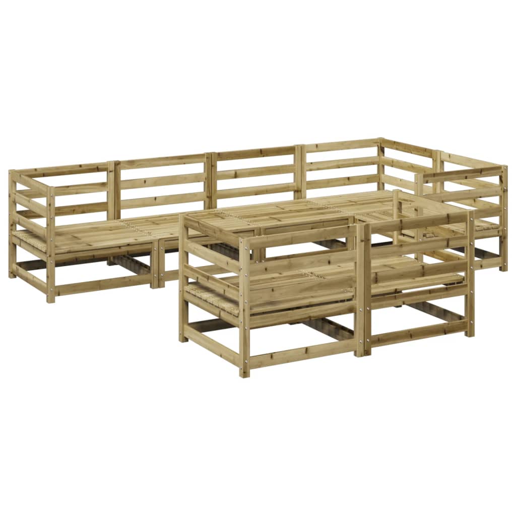 Salon de jardin 7 pcs bois de pin imprégné - XIOS